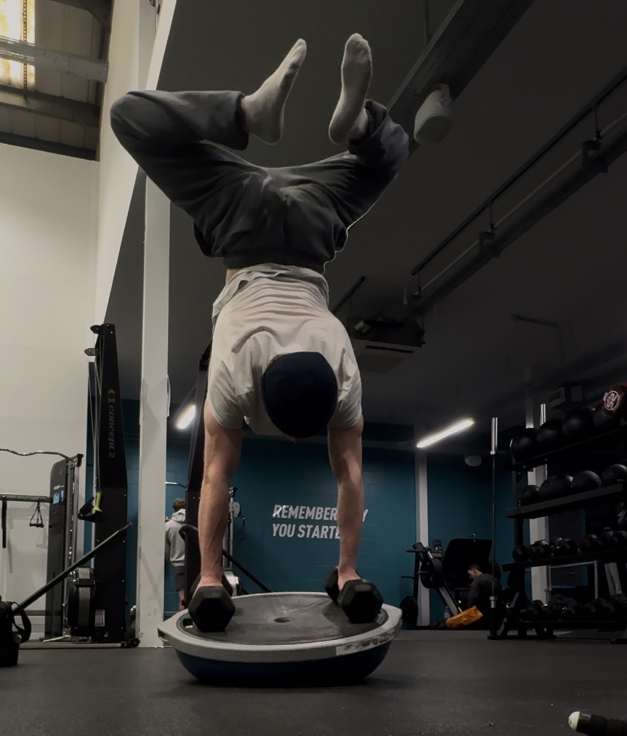 Handstand on balance ball